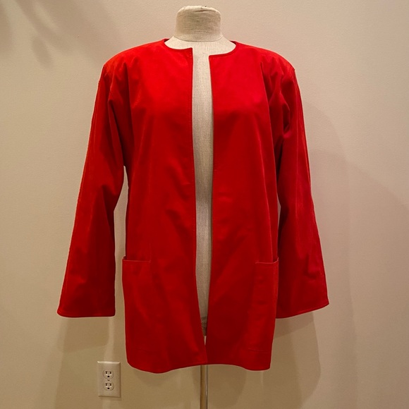 Count Romi Vintage Red Ultrasuede Lightweight Coat Duster 2 Pockets / Size 6 - Picture 13 of 14